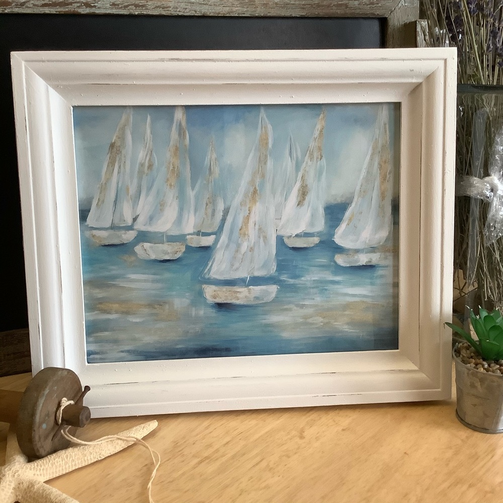 Nautical Themed Sailboats Photo Wood Frame 🖼